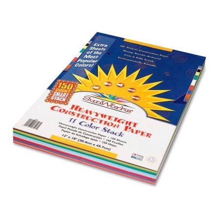 Pacon Pacon SunWorks Smart-Stack Construction Paper, 12inx18in, Assorted, 150 Sheets 6526